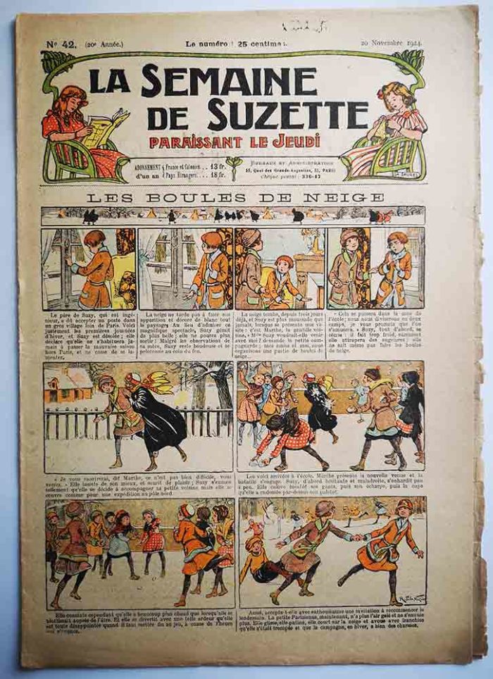 La Semaine de Suzette 20e année n°42 (1924) Les boules de neige (Raymond de la Nézière)