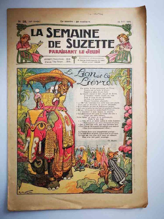 La Semaine de Suzette 21e année n°28 (1925) Le lion et le lièvre  (De la Nézière)