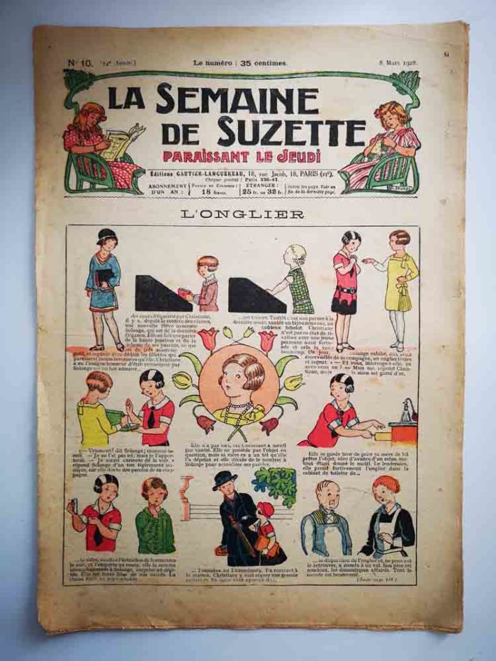 La Semaine de Suzette 24e année n°10 (1928) L'onglier (Jacqueline Duché)