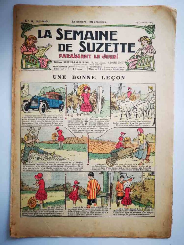 La Semaine de Suzette 25e année n°4 (1929) Une bonne leçon (dessins de le Rallic)