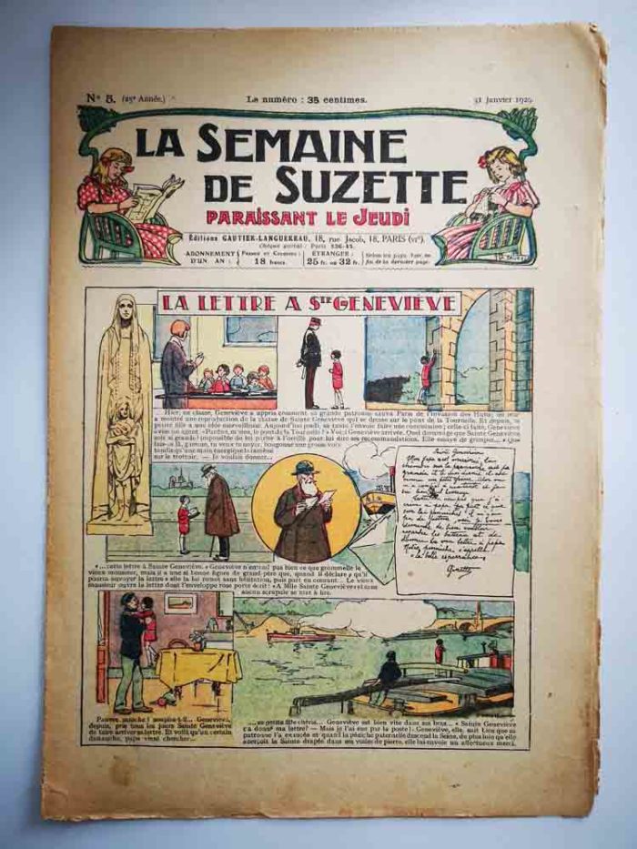 La Semaine de Suzette 25e année n°5 (1929) La lettre à Sainte Geneviève (dessins de Ferdinand Raffin)