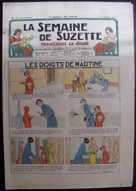 La Semaine de Suzette 29e année n°7 (1933) Les doigts de Martine - Bécassine Bleuette