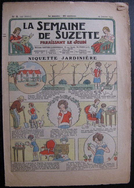 La Semaine de Suzette 29e année n°8 (1933) Niquette jardinière - Bécassine Bleuette