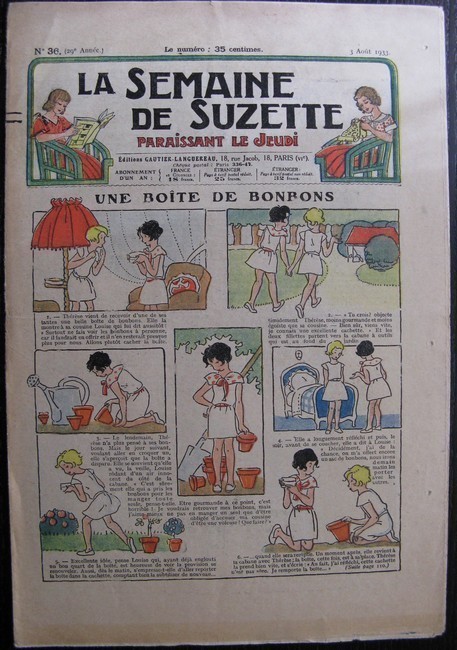La Semaine de Suzette 29e année n°36 (1933) Une boîte de bonbons - Les méfaits de Titoute - Bleuette