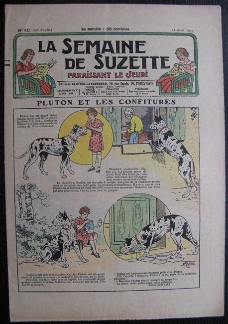 La Semaine de Suzette 29e année n°40 (1933) Pluton et les confitures (Le Rallic) Nane chez Yasmina - Bleuette
