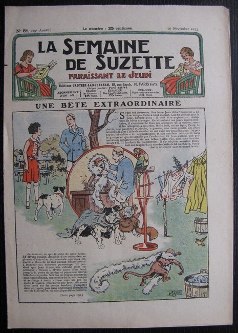 La Semaine de Suzette 29e année n°51 (1933) Une bête extraordinaire (Le Rallic) - Nane chez Yasmina - Bleuette