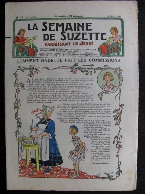 La Semaine de Suzette 33e année n°16 (18/03/1937) - Comment Nadette fait les commissions