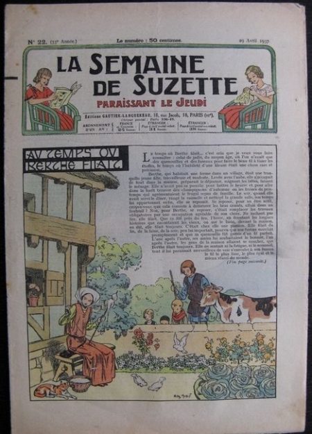 La Semaine de Suzette 33e année n°22 (29/04/1937) - Au temps où Berthe filait (Bécassine)