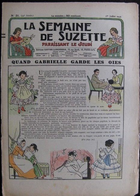 La Semaine de Suzette 33e année n°31 (1/07/1937) - Quand Gabrielle garde les oies (Bleuette)