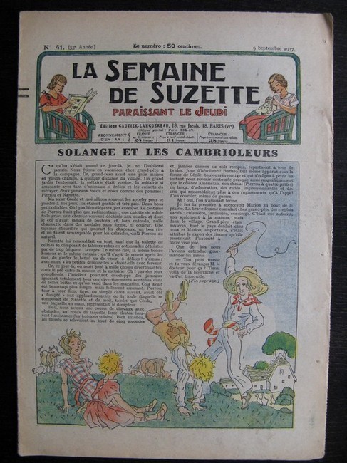 La Semaine de Suzette 33e année n°41 (9/09/1937) - Solange et les cambrioleurs (Bleuette)