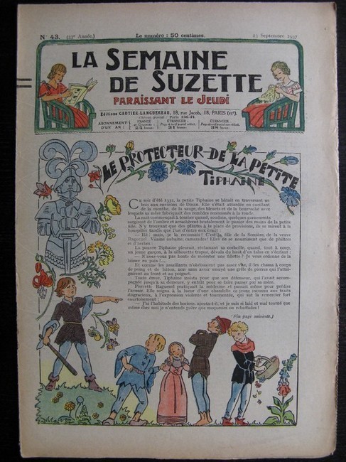 La Semaine de Suzette 33e année n°43 (23/09/1937) - Le protecteur de la petite Tiphaine