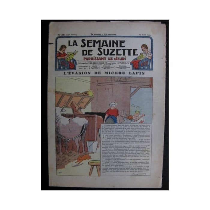 La Semaine de Suzette 35e année n°38 (1939) - L'évasion de Michou Lapin