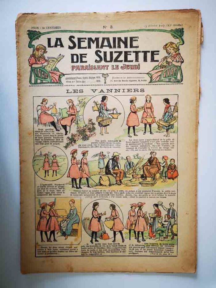 La semaine de Suzette 13e année n°3 (1917) Les vanniers  - Bleuette (Béret en laine au crochet) Bécassine chez les Alliés (3) Editions Gautier-Languereau