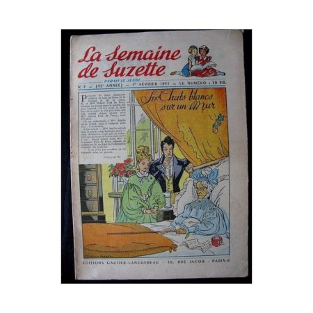 LA SEMAINE DE SUZETTE 42e ANNEE (1951) n°5 Six chats blancs sur un mur (Bleuette)