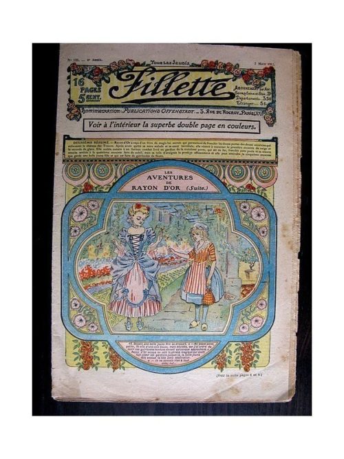 FILLETTE (SPE) 1912 N°125 LES AVENTURES DE RAYON D’OR  (Poupée Fillette – Tablier brodé)