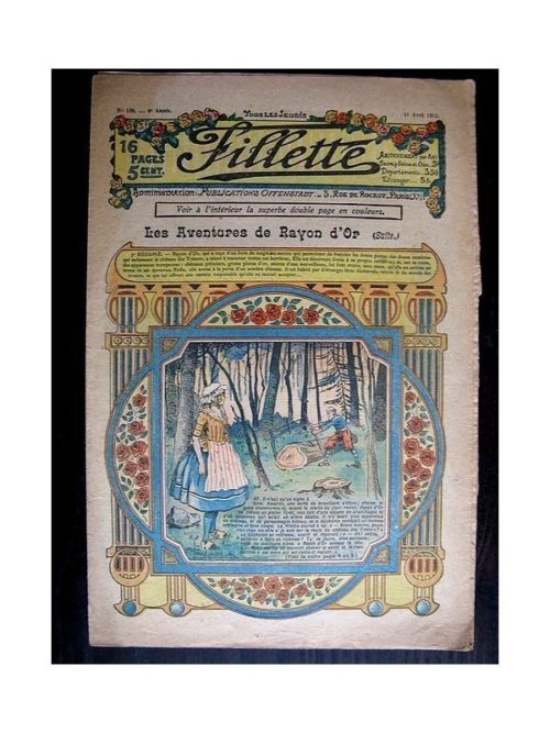 FILLETTE (SPE) 1912 N°130 LES AVENTURES DE RAYON D’OR (Poupée Fillette – Tablier Babette)