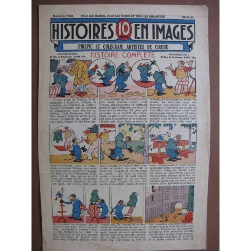 LES HISTOIRES EN IMAGES n°1463 – PIKEPIC ET COLEGRAM ARTISTES DE CIRQUE (ouistiti, perruche)