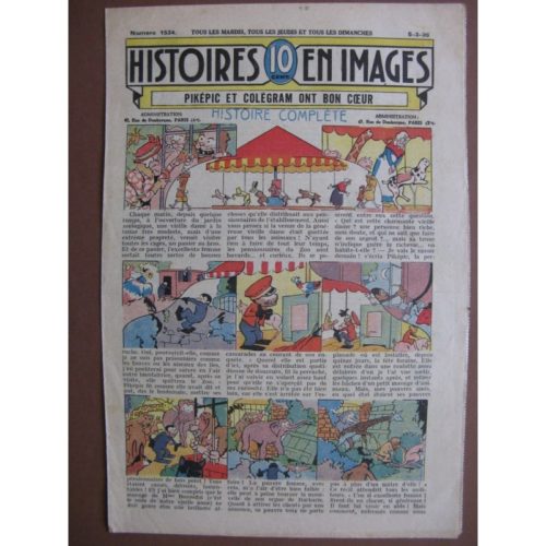 LES HISTOIRES EN IMAGES N°1534 – PIKEPIC ET COLEGRAM ONT BON COEUR (ouistiti, perruche, éléphant)