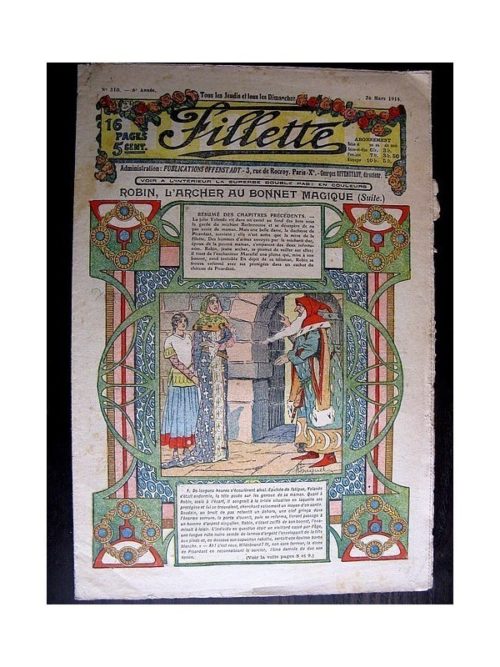 FILLETTE (SPE) 1914 N°310 ROBIN L’ARCHER AU BONNET MAGIQUE (Poupée Fillette – Robe Lilyette)