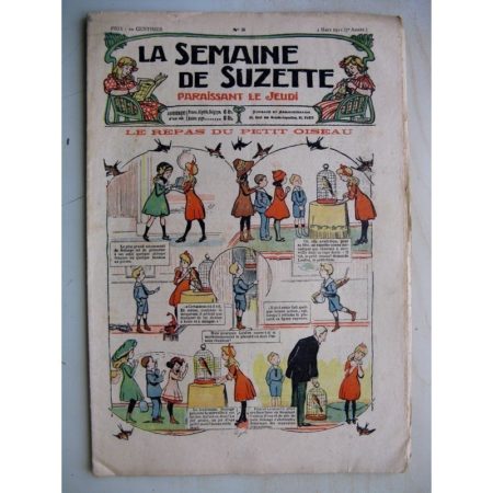 La Semaine de Suzette 7e année n°5 (1911) Le repas du petit oiseau (Guydo) Calendrier japonais