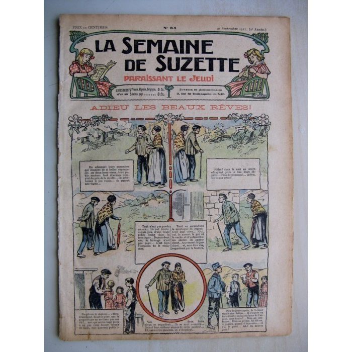 La Semaine de Suzette 7e année n°34 (1911) Adieux les beaux rêves (Bleuette - Robe habillée)