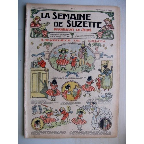 La Semaine de Suzette 8e année n°7 (1912) L’habileté de Lolita (Bleuette Manteau d’écolière)