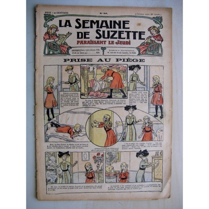 La Semaine de Suzette 8e année n°36 (1912) Prise au piège - Macaque et Pélican (Jean d'Aurian)