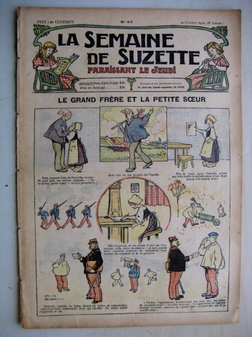La Semaine de Suzette 8e année n°37 (1912) Grand frère et petite soeur (Léonce burret) Bleuette – Manteau habillé