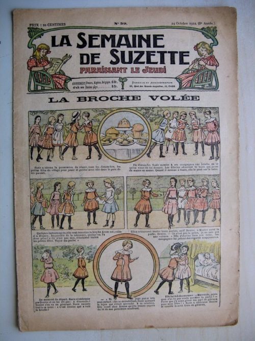 La Semaine de Suzette 8e année n°39 (1912) La broche volée – Le cheval et l’auto (Henri de Sta)