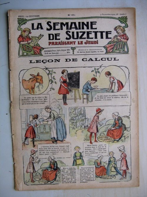 La Semaine de Suzette 8e année n°41 (1912) Leçon de calcul (Guydo) Bleuette – Parement de corsage et de jaquette