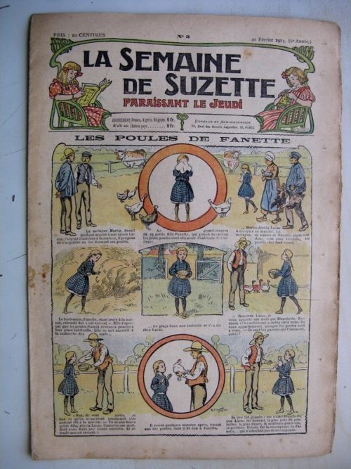 La Semaine de Suzette 9e année n°3 (1913) Les poules de Fanette (Bleuette – Bouquetière Louis XV) L’enfance de Bécassine (3)