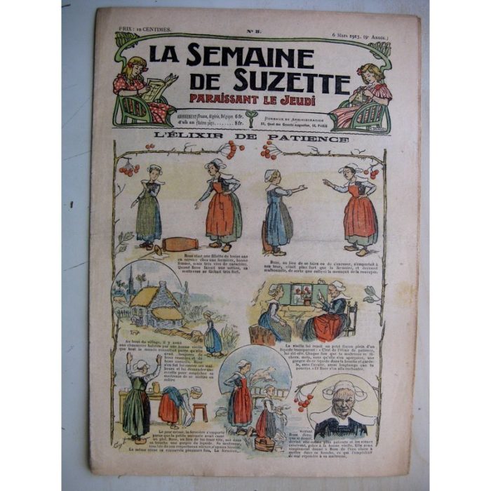 La Semaine de Suzette 9e année n°5 (1913) L'élixir de patience (Guydo) L'enfance de Bécassine (5) Bleuette (robe de chambre)