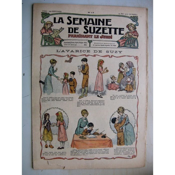 La Semaine de Suzette 9e année n°17 (1913) L'avarice de Suzy - Bleuette (tablier de classe) L'enfance de Bécassine (17)