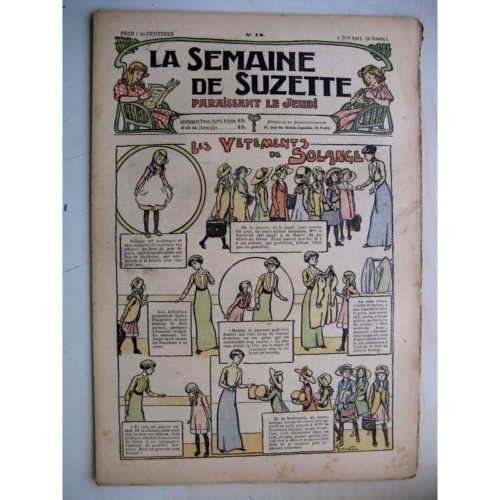 La Semaine de Suzette 9e année n°18 (1913) Les vêtements de Solange – Bleuette (serviette de table)