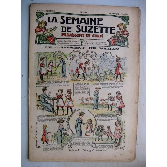 La Semaine de Suzette 9e année n°20 (1913) Le jugement de maman - Bleuette (chapeau d'été)