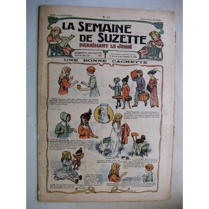 La Semaine de Suzette 9e année n°21 (1913) Une bonne cachette (Herouard) Bleuette (vareuse pour la plage)