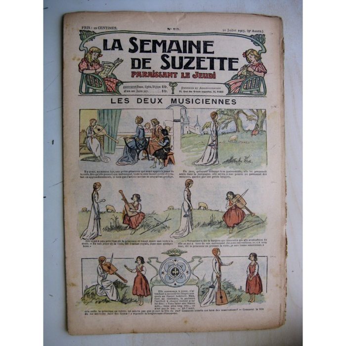 La Semaine de Suzette 9e année n°23 (1913) Les deux musiciennes (Guydo) Bleuette (costume de pêcheuse en jersey)