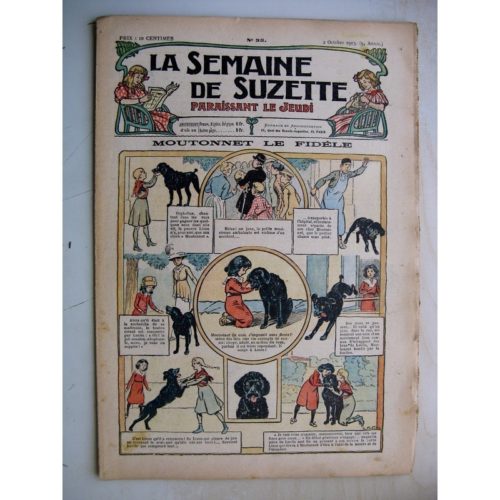 La Semaine de Suzette 9e année n°35 (1913) Moutonnet le chien fidèle – Bleuette (serviette tablier)
