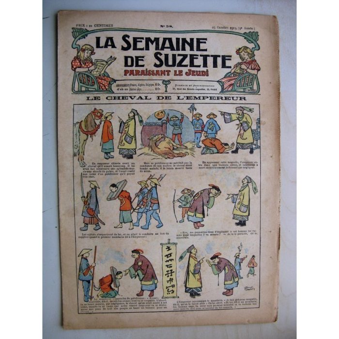 La Semaine de Suzette 9e année n°38 (1913) Le cheval de l'empereur chinois (Léonce Burret) Bleuette (pantoufles d'hiver)