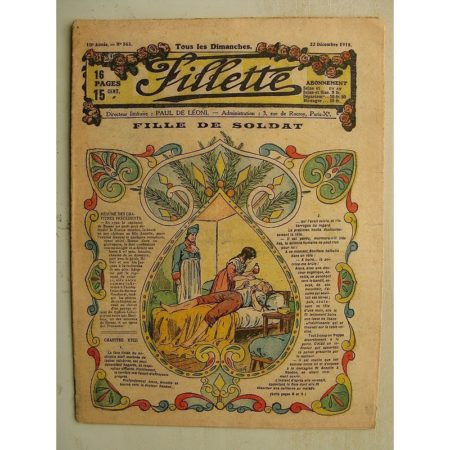 FILLETTE (SPE) N°563 (22 décembre 1918) Fille de soldat (Paul Darcy - André Galland) Le parachute de Riquet (Dam Georges Damour)