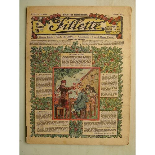 FILLETTE (SPE) N°573 (2 mars 1919) Fille de soldat (André Galland – Paul Darcy) Le Gateau de Christmas (B. Hatt) Leon Roze