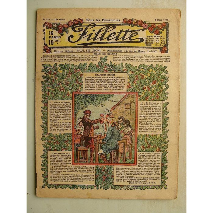 FILLETTE (SPE) N°573 (2 mars 1919) Fille de soldat (André Galland - Paul Darcy) Le Gateau de Christmas (B. Hatt) Leon Roze