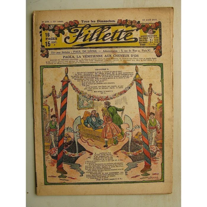 FILLETTE (SPE) N°579 (13 avril 1919) Paola la Vénitienne aux cheveux d'or (Janko - P. salmon) Citron et Coquenpate (Paul Augros)
