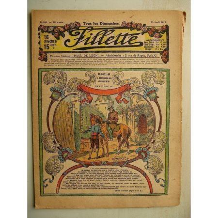 FILLETTE (SPE) N°580 (20 avril 1919) Paola, la Vénitienne aux cheveux d'or (Janko - P. Salmon) Toto trouve un truc (B. Hatt)