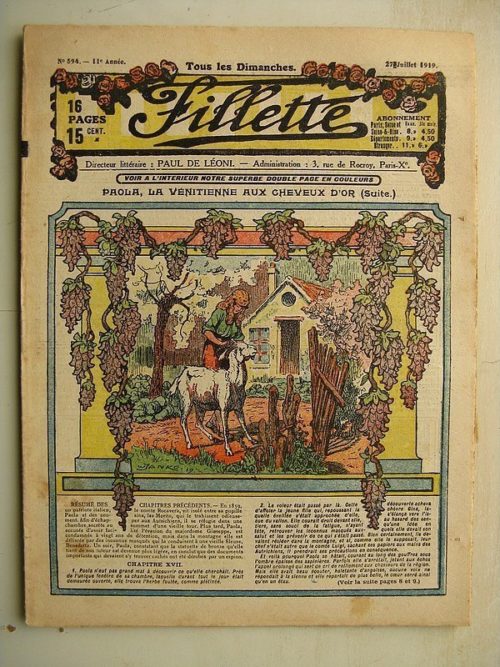 FILLETTE (SPE) N°594 (27 juillet 1919) Paola la Vénitienne aux cheveux d’or (Janko) La joie fait peur (Saynète)