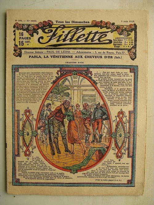 FILLETTE (SPE) N°595 (3 août 1919) Paola la Vénitienne aux cheveux d’or (Janko) Le jardinier pratique (Louis Forton)