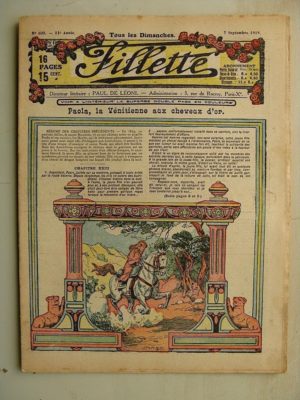 FILLETTE (SPE) N°600 (7 septembre 1919) Paola la Vénitienne aux cheveux d’or (Janko) La dot d’Alice (nouvelle patriotique)