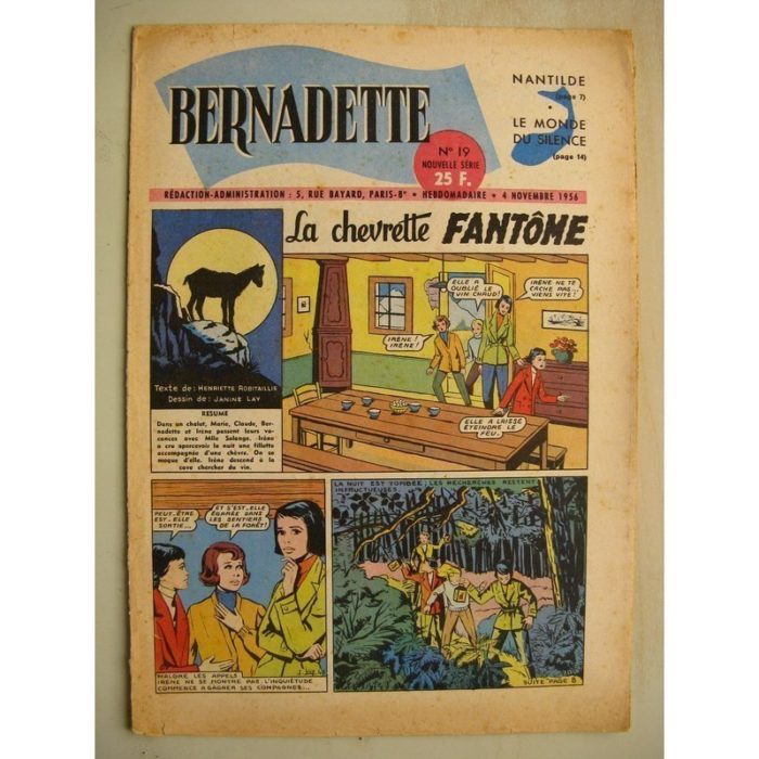BERNADETTE N°19 (4 novembre 1956) La Chevrette fantôme (Janine Lay) - Sainte Elisabeth de Hongrie (Manon Iessel) Martine et Zozo