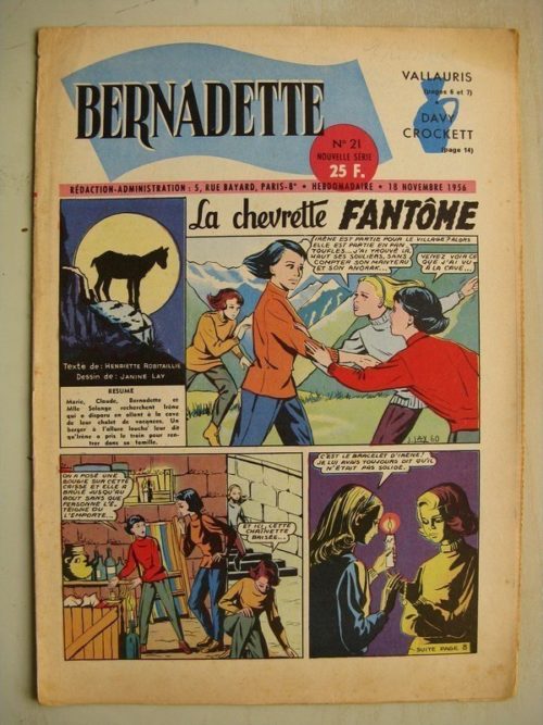 BERNADETTE N°21 (18 novembre 1956) La Chevrette fantôme (Janine Lay) Sainte Elisabeth de Hongrie (Manon Iessel) Martine et Zozo