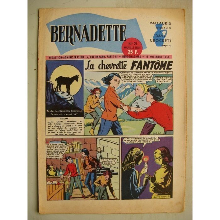 BERNADETTE N°21 (18 novembre 1956) La Chevrette fantôme (Janine Lay) Sainte Elisabeth de Hongrie (Manon Iessel) Martine et Zozo